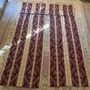 2 Complete Luxury Window Treatment Curtains with Valance Jacquerd Gold / Red 80”